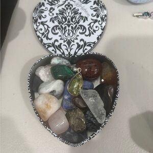 Vesuvianite pendent in Brighton Heart-Shaped Box with Assorted Stones